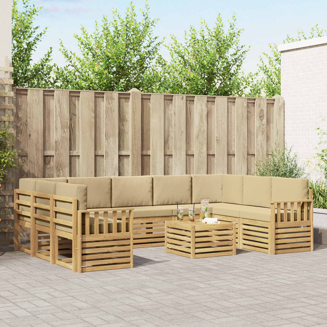 Udendørs sofagruppe 8 pcs Hvid og Beige 59 x 59 x 37 cm