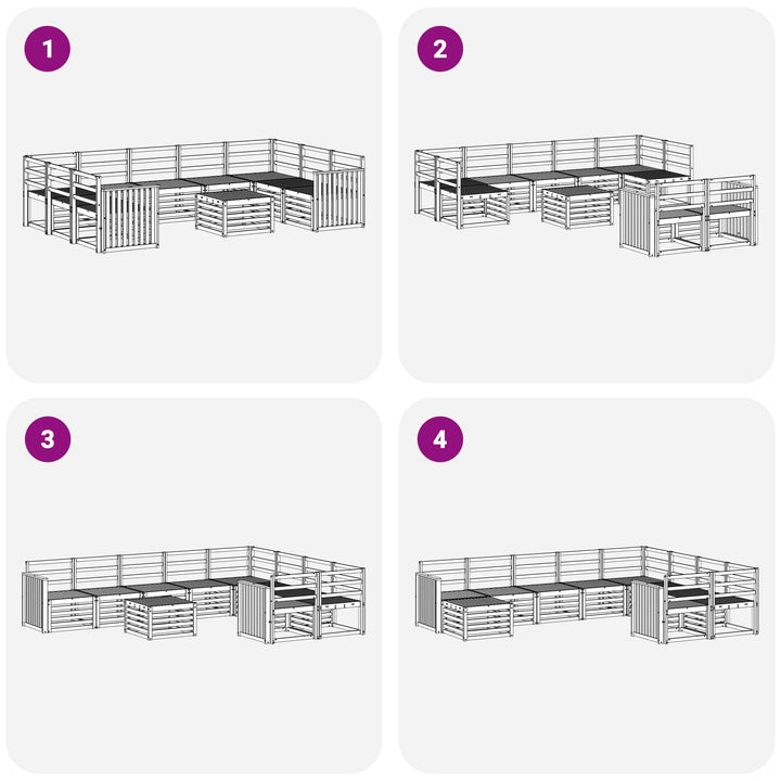 Udendørs sofagruppe 10 pcs Hvid 59 x 59 x 37 cm