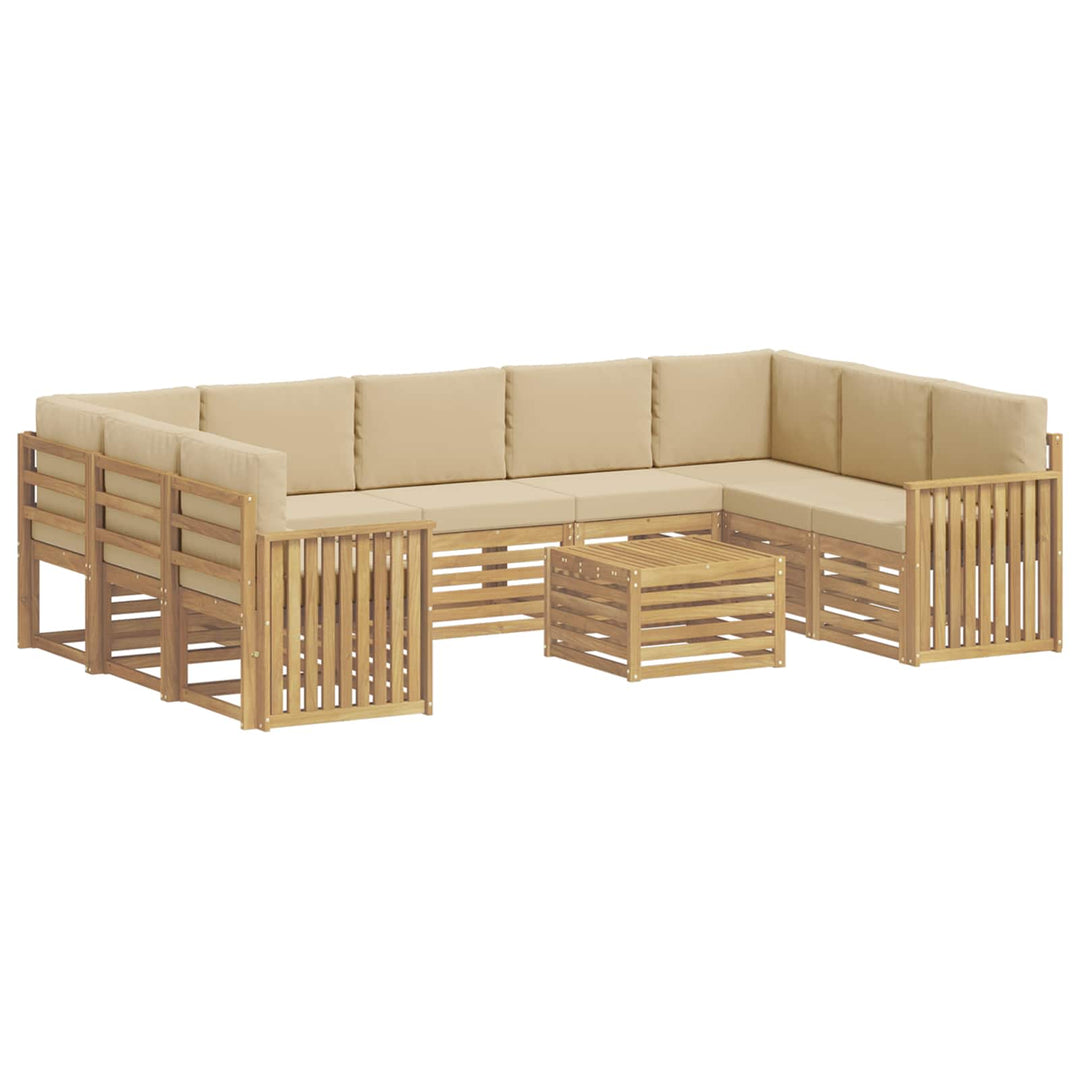 Udendørs sofagruppe 10 stk. Hvid og Beige Polyester
