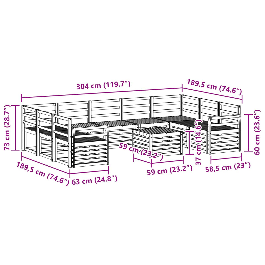 Udendørs sofagruppe 10 pcs Hvid 59 x 59 x 37 cm