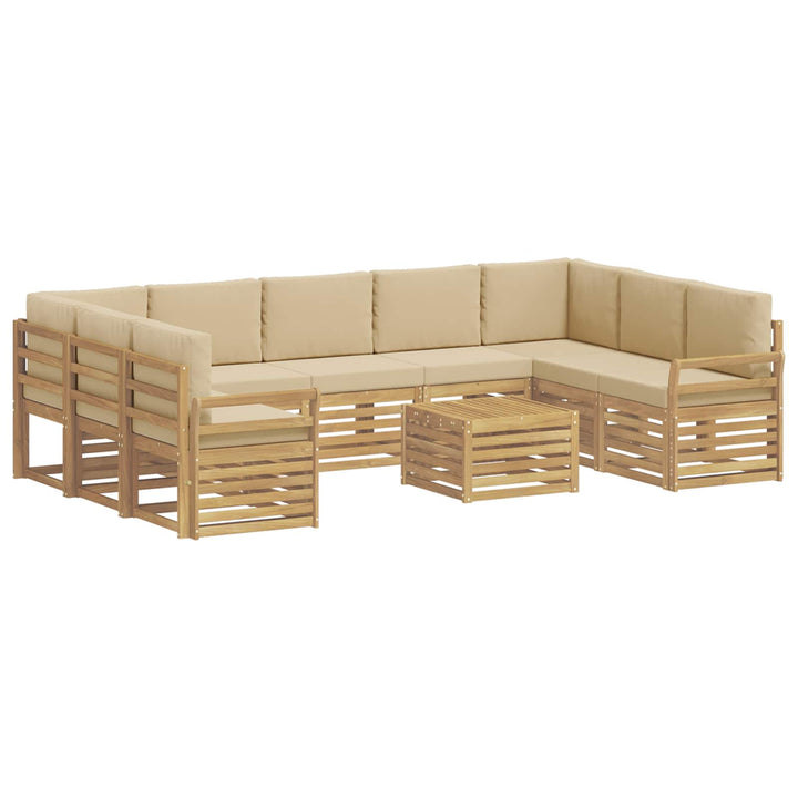 Udendørs sofagruppe 10 stk. Hvid og Beige Polyester
