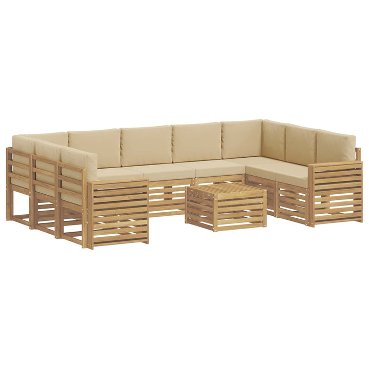 Udendørs sofagruppe 10 stk. Hvid og Beige Polyester
