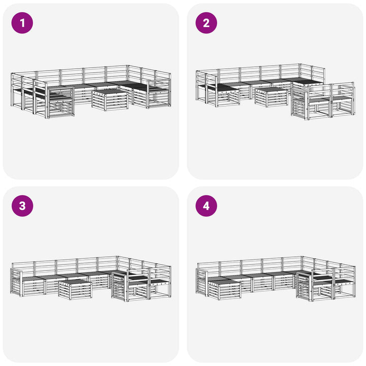 Udendørs sofagruppe 10 pcs Hvid 59 x 59 x 37 cm