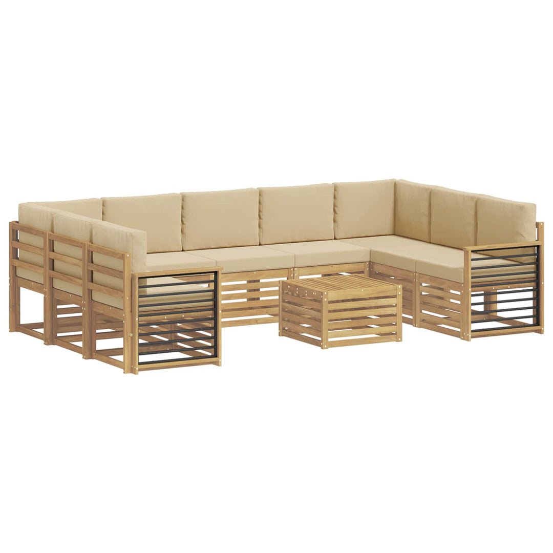 Sofasæt 10 pcs Hvid og Beige 59 x 59 x 37 cm Polyester
