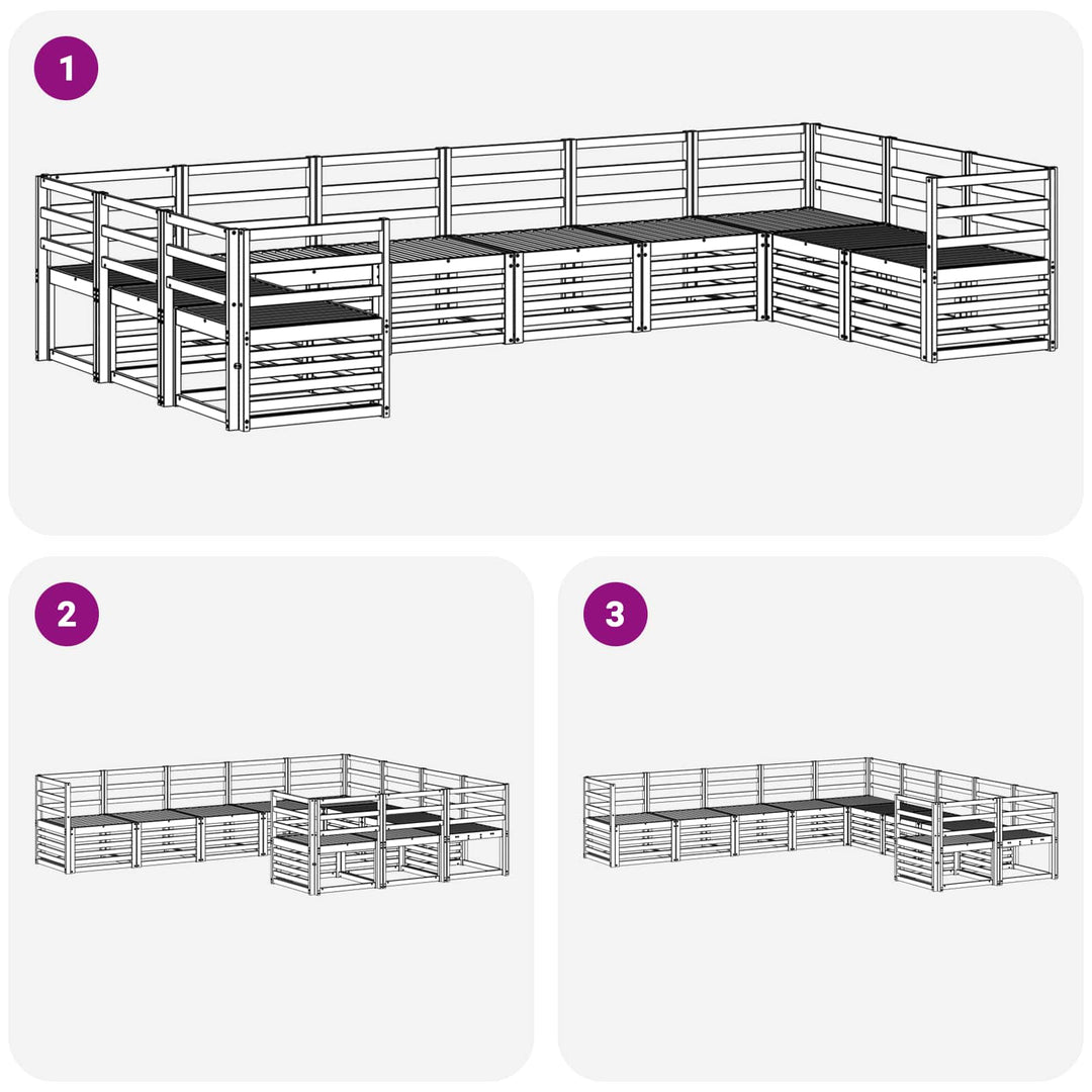 Udendørs sofagruppe 10 pcs Hvid 363 x 185,5 x 73 cm