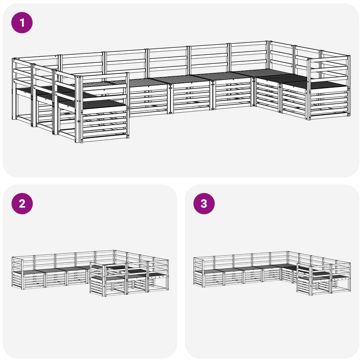 Udendørs sofagruppe 10 pcs Hvid 363 x 185,5 x 73 cm