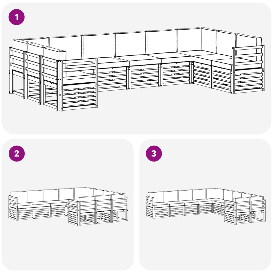 Udendørs sofagruppe 10 pcs Hvid og cremefarvet Polyester