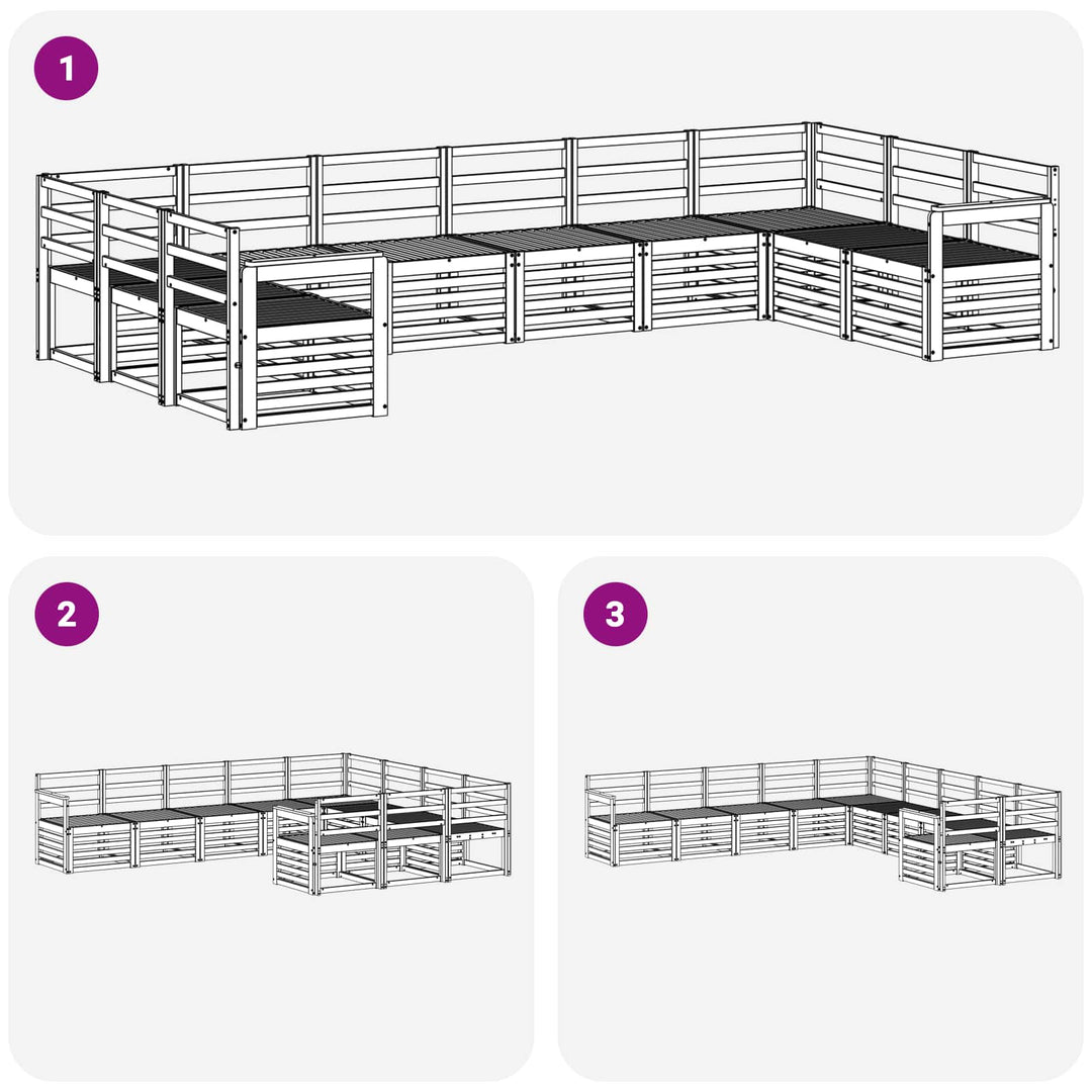 Udendørs sofagruppe 10 pcs Hvid 363 x 187,5 x 73 cm