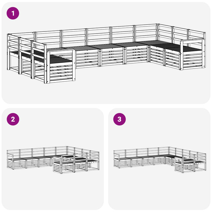 Udendørs sofagruppe 10 pcs Hvid 363 x 187,5 x 73 cm