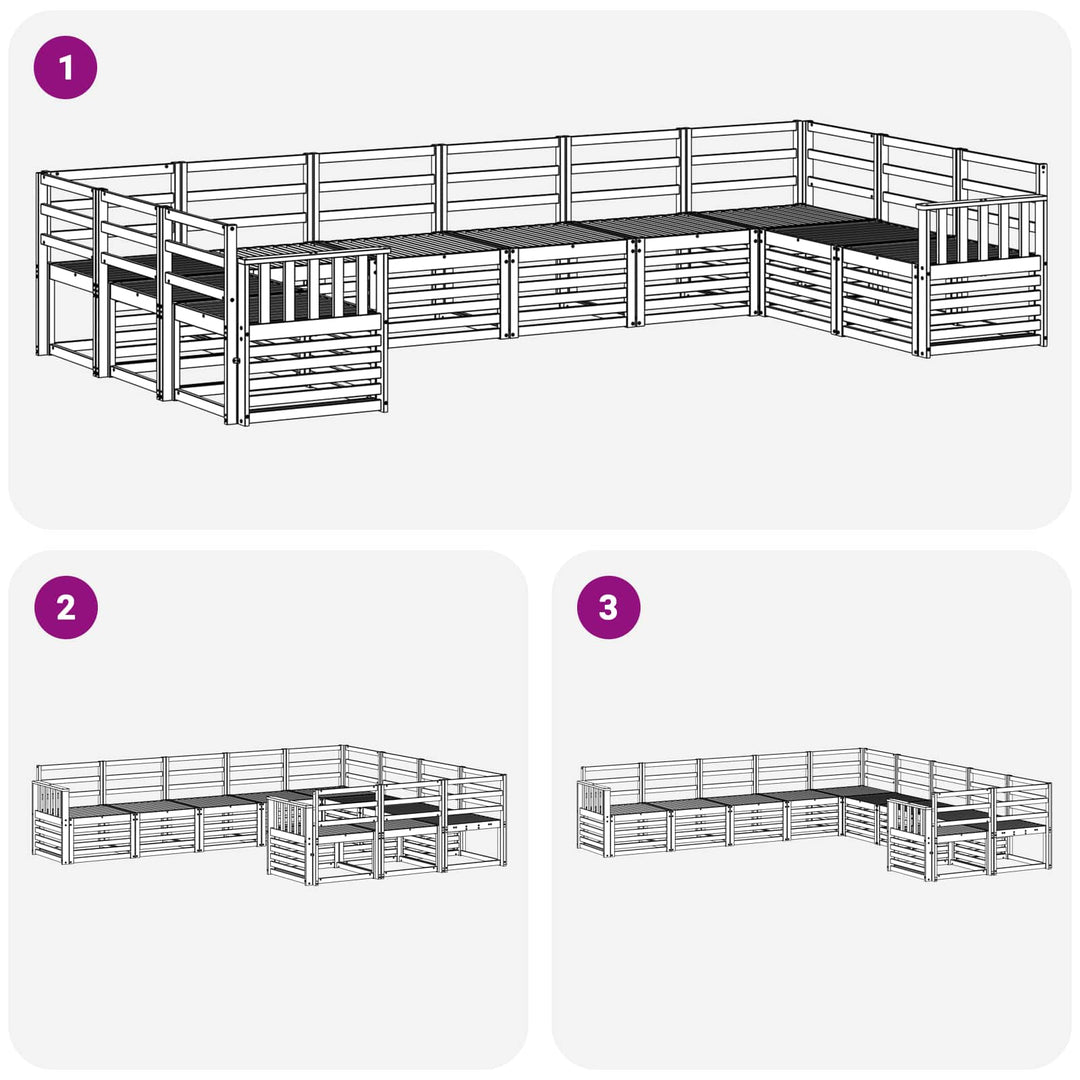 Udendørs sofagruppe 10 pcs Hvid 363 x 187,5 x 73 cm