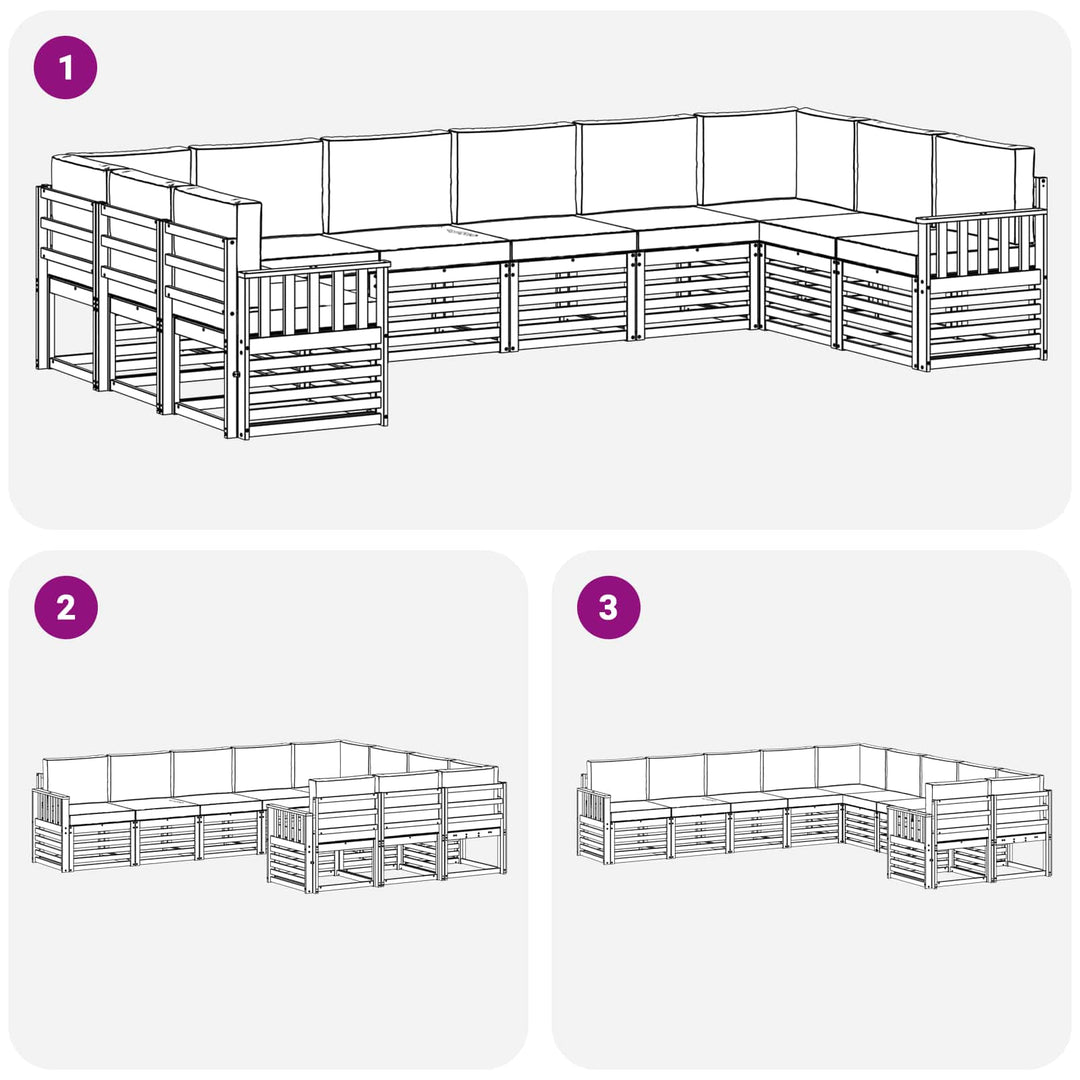 Udendørs sofagruppe 7 pcs Hvid Og Lys Grå 363 x 187,5 x 73 cm