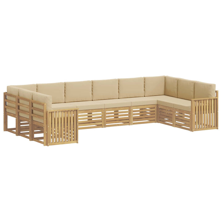 Udendørs sofagruppe 10 stk. Hvid og Beige Polyester