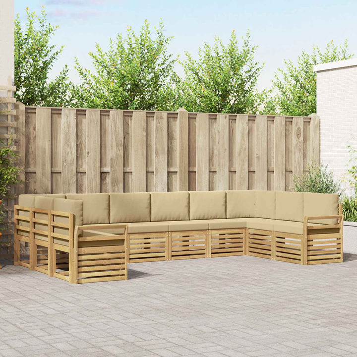 Udendørs sofagruppe 10 stk. Hvid og Beige Polyester