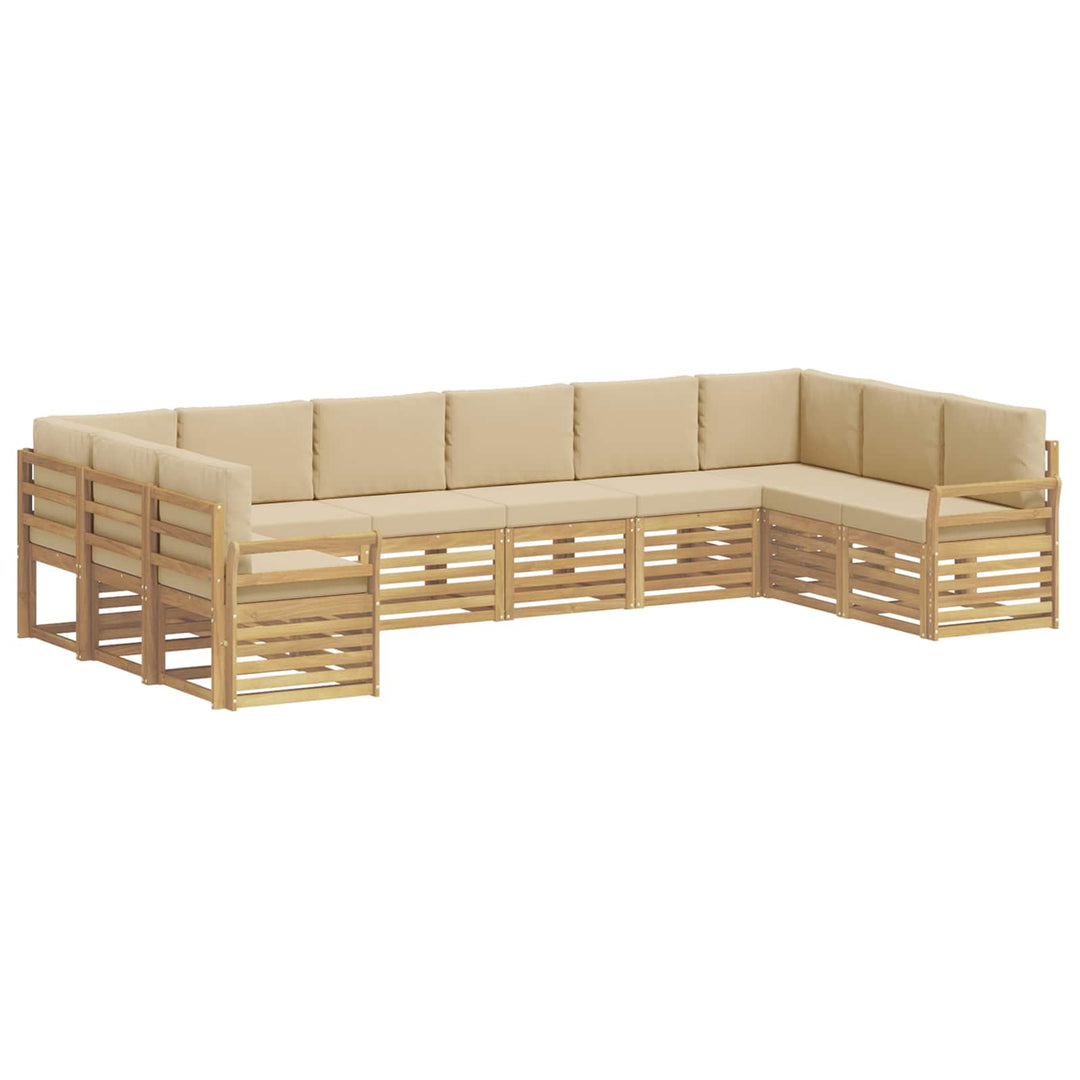 Udendørs sofagruppe 10 stk. Hvid og Beige Polyester