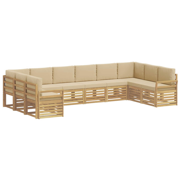 Udendørs sofagruppe 10 stk. Hvid og Beige Polyester
