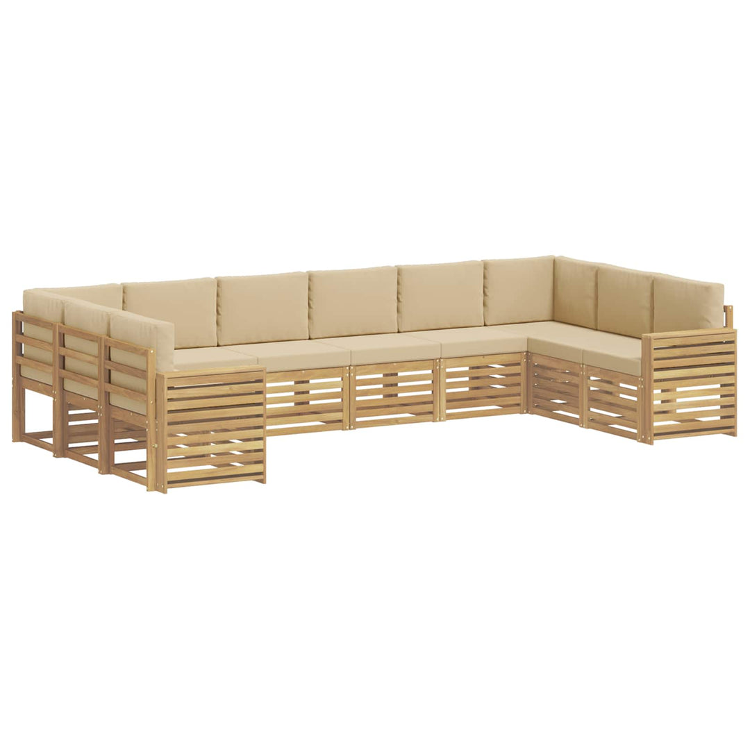 Udendørs sofagruppe 10 stk. Hvid og Beige Polyester