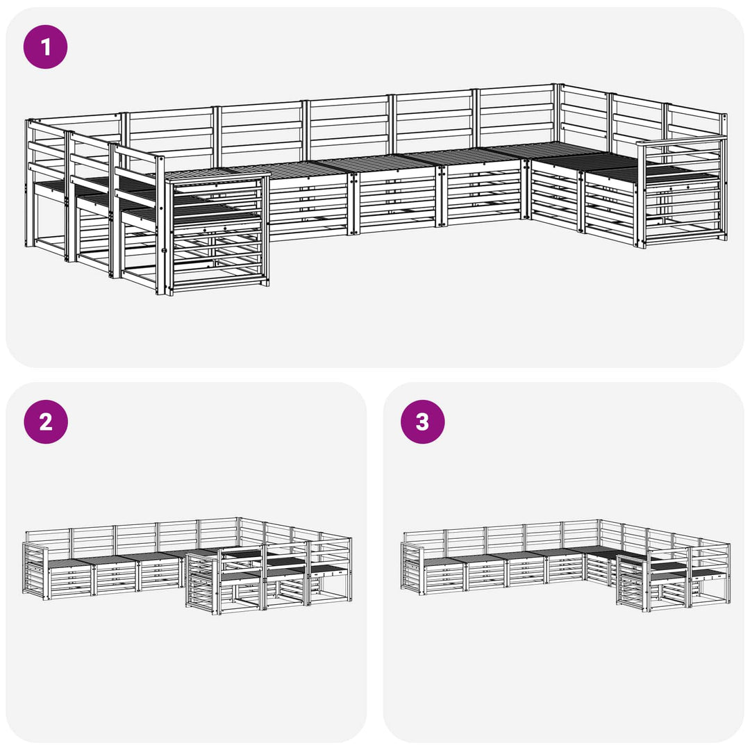 Udendørs sofagruppe 10 pcs Hvid 363 x 187,5 x 73 cm