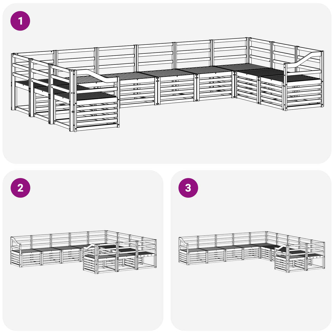 Udendørs sofagruppe 10 pcs Hvid 363 x 185,5 x 73 cm