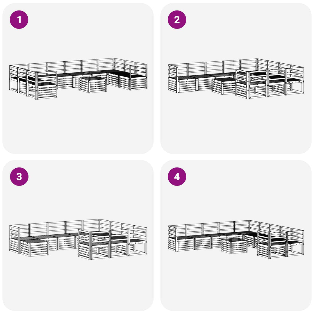Udendørs sofagruppe 11 pcs Hvid 59 x 59 x 37 cm