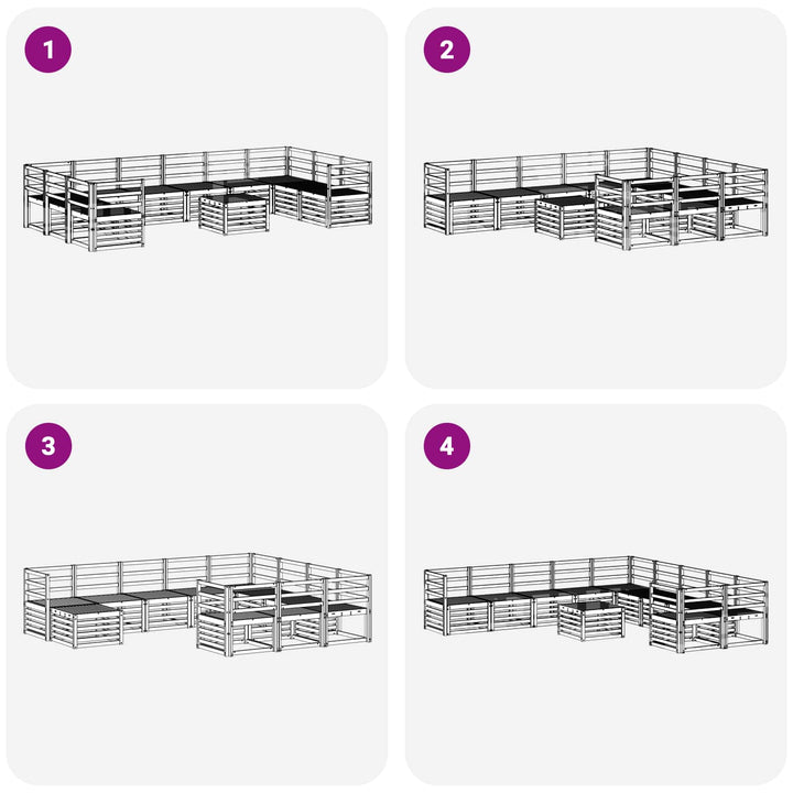 Udendørs sofagruppe 11 pcs Hvid 59 x 59 x 37 cm