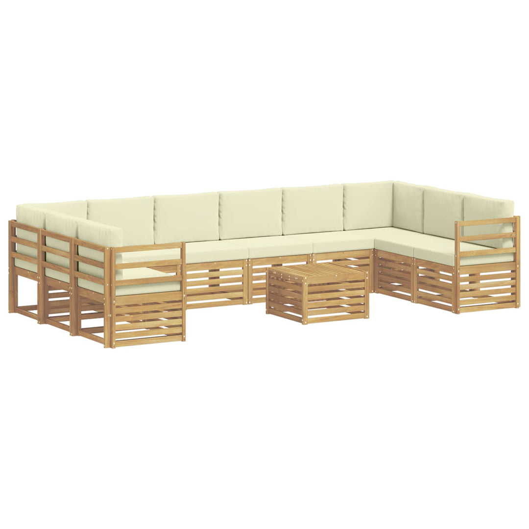 Udendørs sofagruppe 11 pcs Hvid og cremefarvet Polyester
