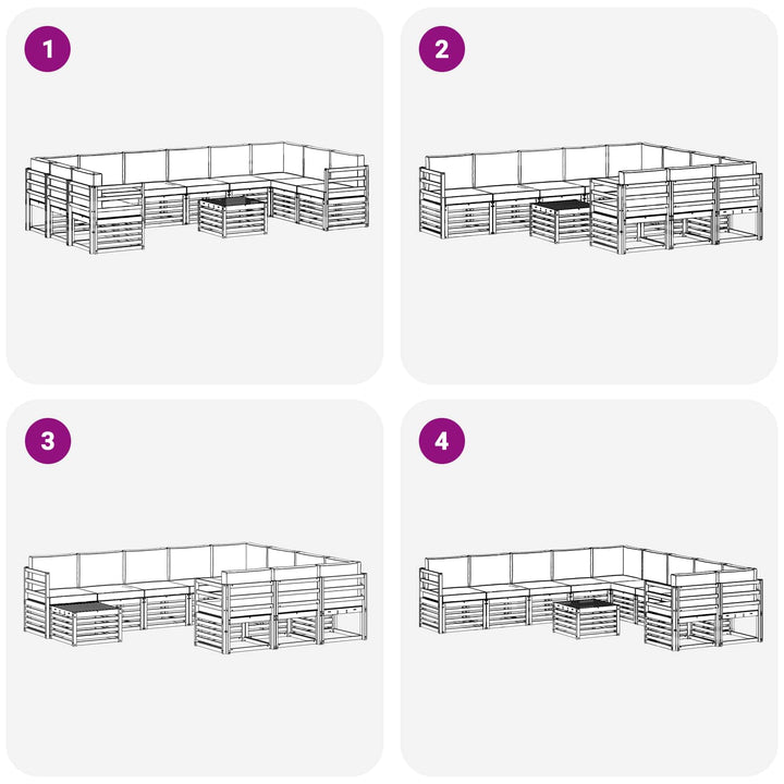 Udendørs sofagruppe 11 pcs Hvid og cremefarvet Polyester