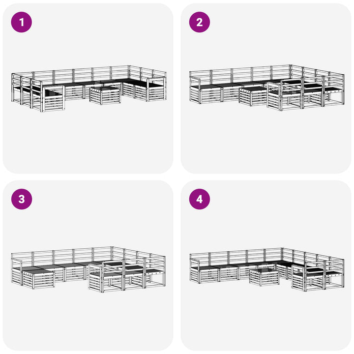 Udendørs sofagruppe 11 pcs Hvid 59 x 59 x 37 cm