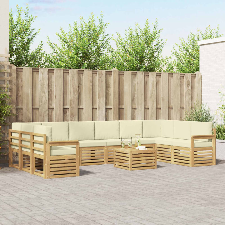 Udendørs sofagruppe 8 pcs Hvid og creme 59 x 59 x 37 cm