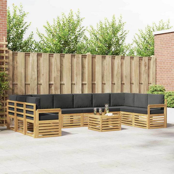 Udendørs sofagruppe 8 pcs Hvid og Antracitgrå 59 x 59 x 37 cm