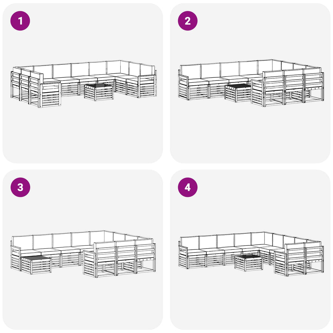Udendørs sofagruppe 8 pcs Hvid og Antracitgrå 59 x 59 x 37 cm