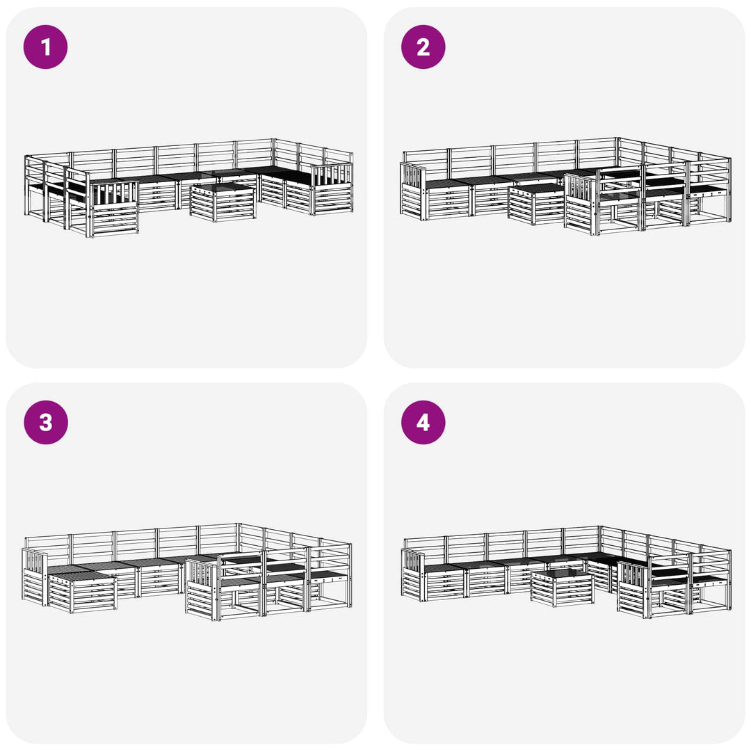 Udendørs sofagruppe 11 pcs Hvid 59 x 59 x 37 cm