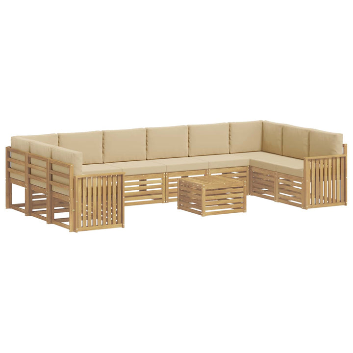 Udendørs sofagruppe 11 stk. Hvid og Beige Polyester