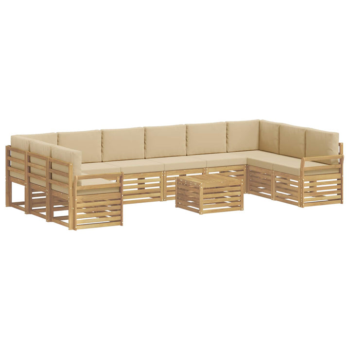 Udendørs sofagruppe 11 stk. Hvid og Beige Polyester