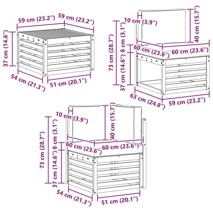Udendørs sofagruppe 11 stk. Hvid og lysegrå Polyester
