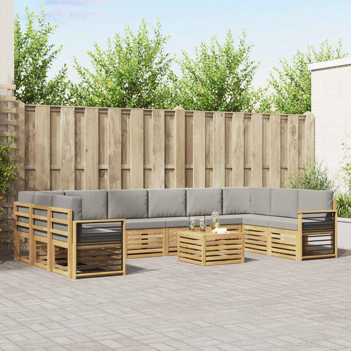 Udendørs sofagruppe 11 pcs Hvid og lysegrå 59 x 59 x 37 cm