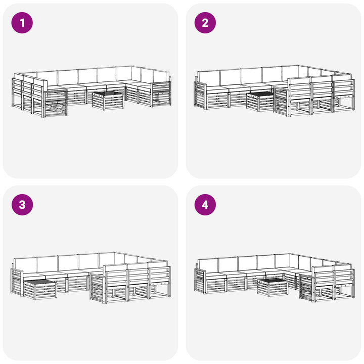 Udendørs sofagruppe 11 pcs Hvid og lysegrå 59 x 59 x 37 cm