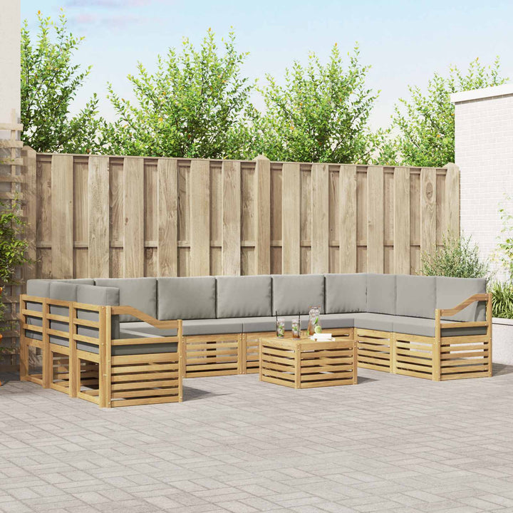 Udendørs sofagruppe 11 pcs Hvid og lysegrå 59 x 59 x 37 cm