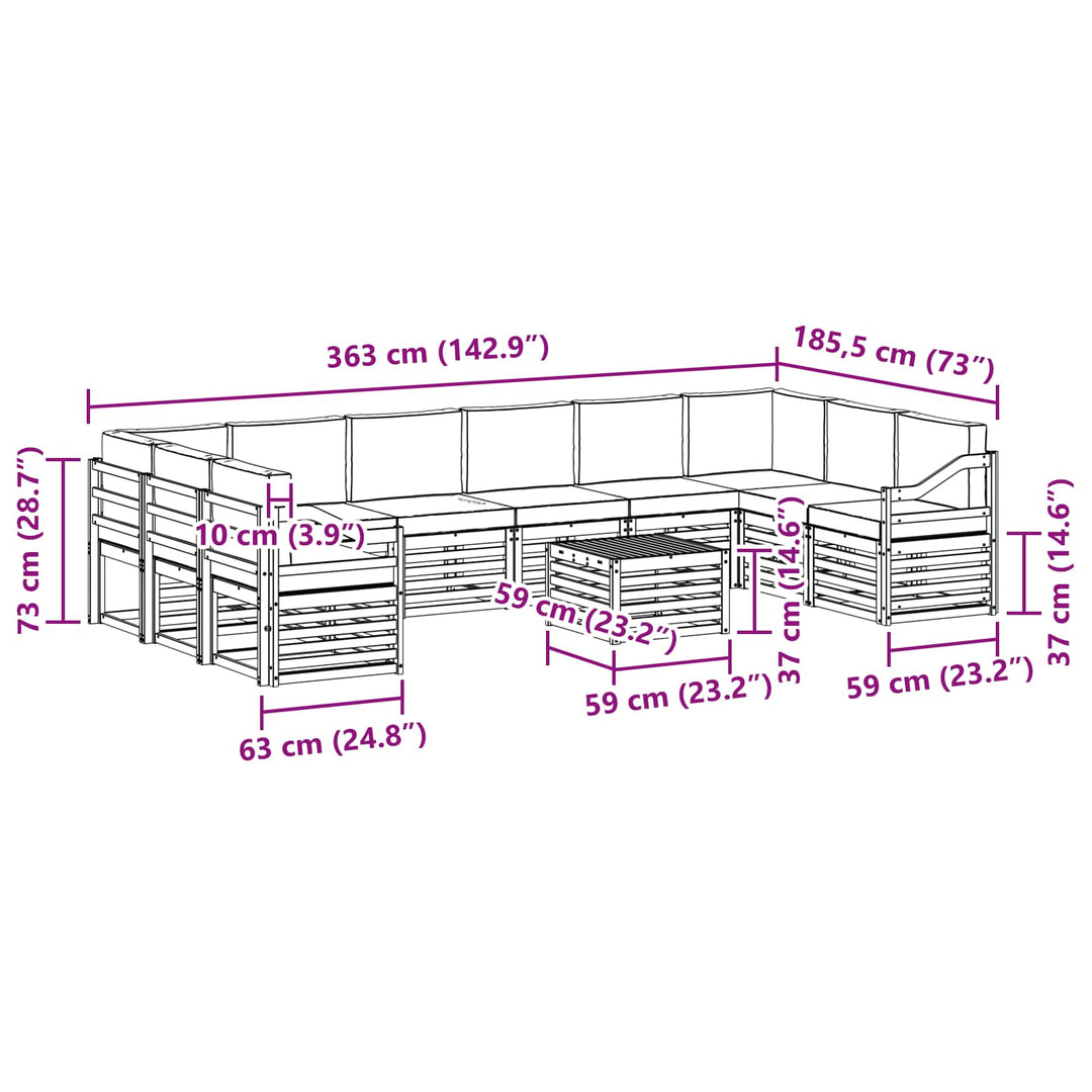 Udendørs sofagruppe 8 pcs Hvid og Antracitgrå 59 x 59 x 37 cm