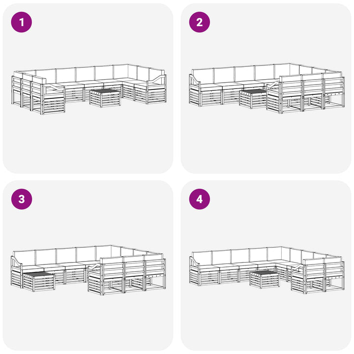 Udendørs sofagruppe 8 pcs Hvid og Antracitgrå 59 x 59 x 37 cm