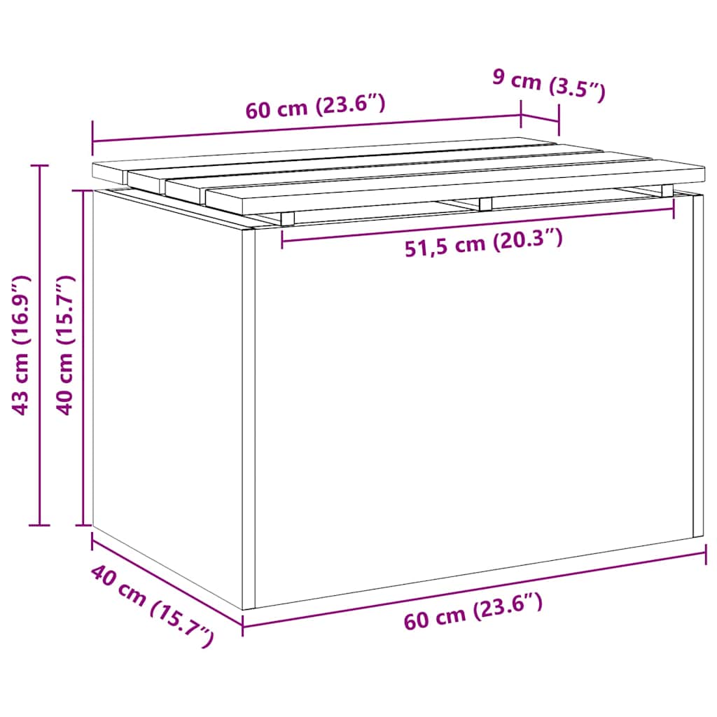 Havebænk Sort 60 x 40 x 43 cm Massiv douglas træ og stål