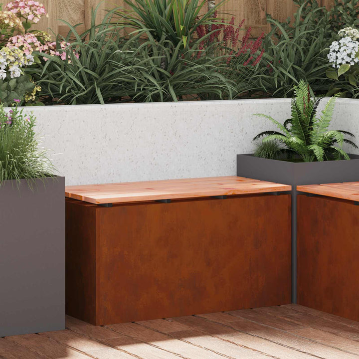 Havebænk 2 -Seater 80 x 40 x 43 cm Forvitret stål Rusten