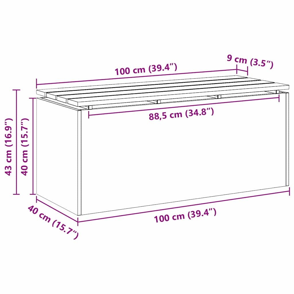Havebænk Antracit 100 x 40 x 43 cm Stål
