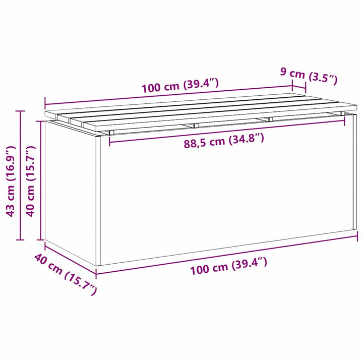 Havebænk Sølv 100 x 40 x 43 cm Galvaniseret stål