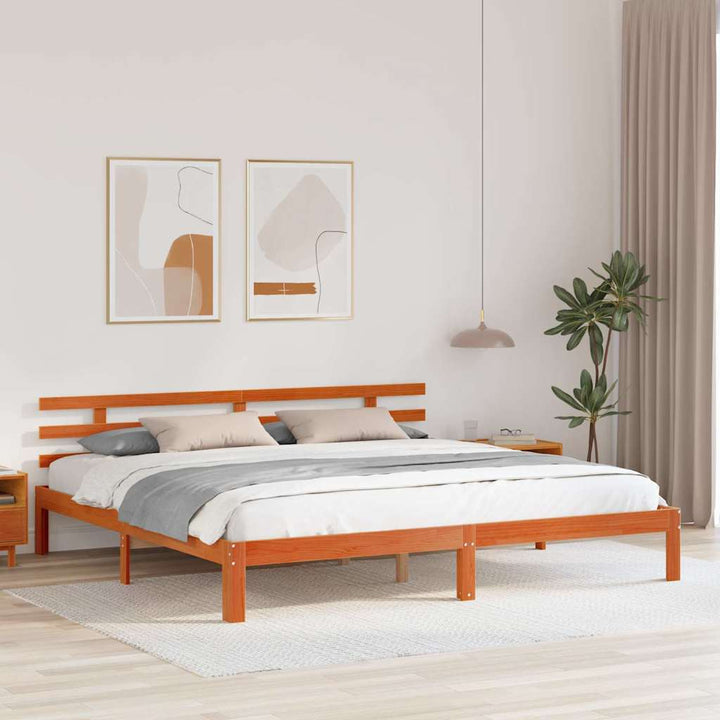Sengestel Voks brun 203.5 x 205.5 x 69.5 cm Massivt fyrretræ