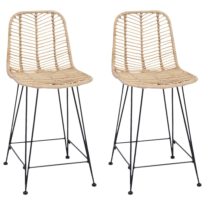 Barstol 2 pcs Naturfarvet 44,5 x 54,5 x 97,5 cm Rattan og Jern