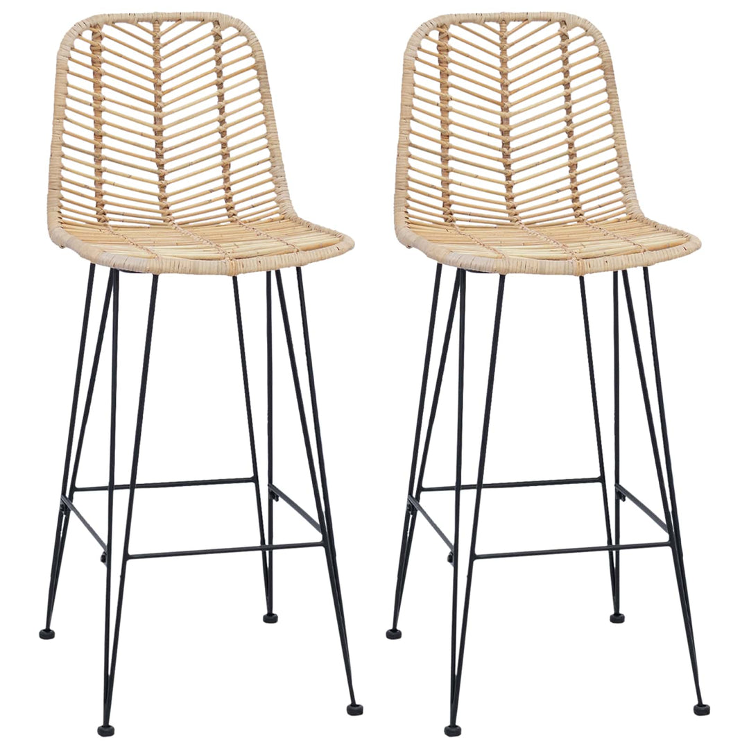 Barstol 2 pcs Naturfarvet 44,5 x 53 x 111 cm Rattan og Jern