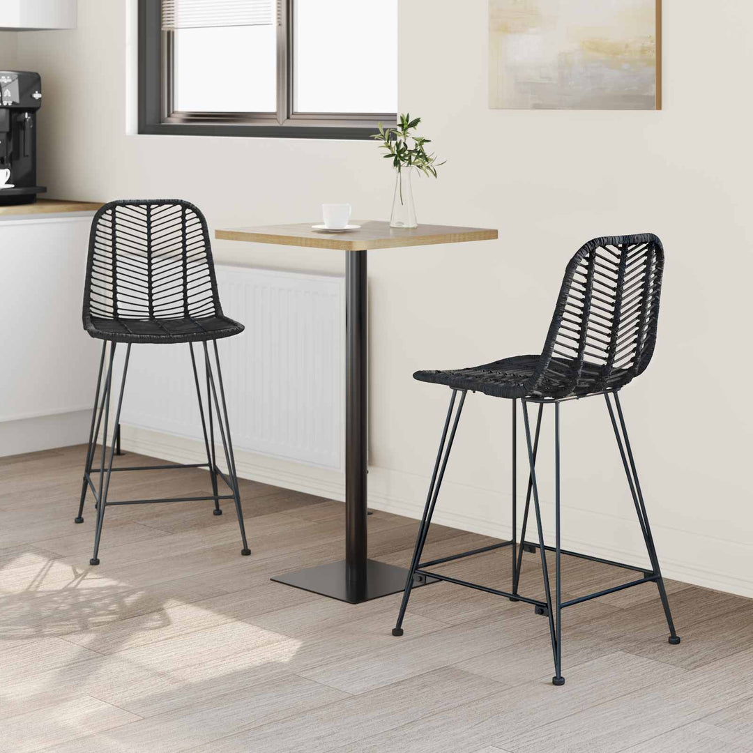 Barstol 2 pcs 44,5 x 54,5 x 97,5 cm Rattan og Jern