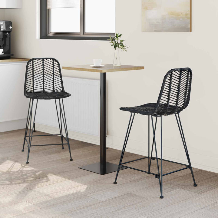 Barstol 2 pcs 44,5 x 54,5 x 97,5 cm Rattan og Jern