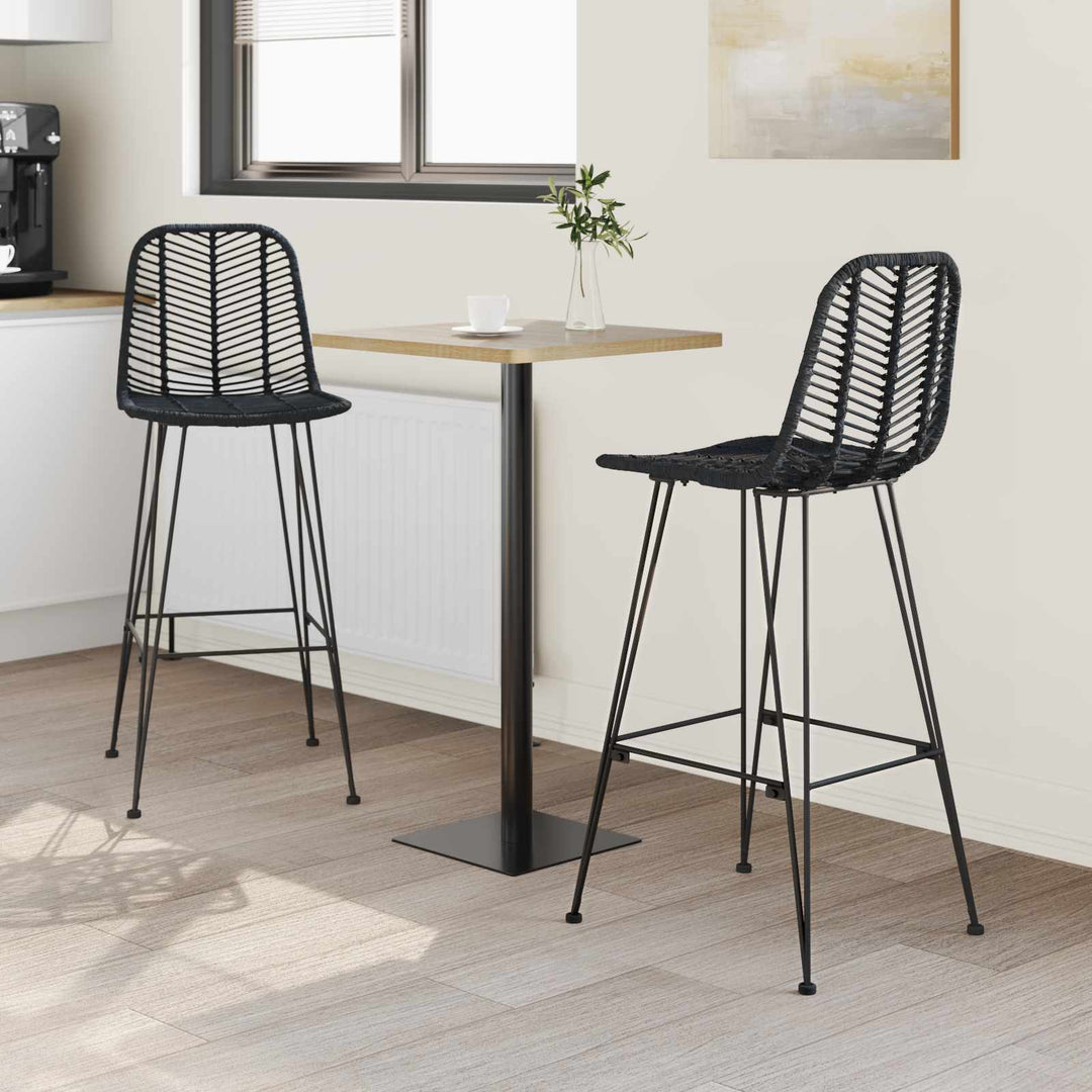 Barstol 2 pcs 44 x 52 x 111 cm Rattan og Jern