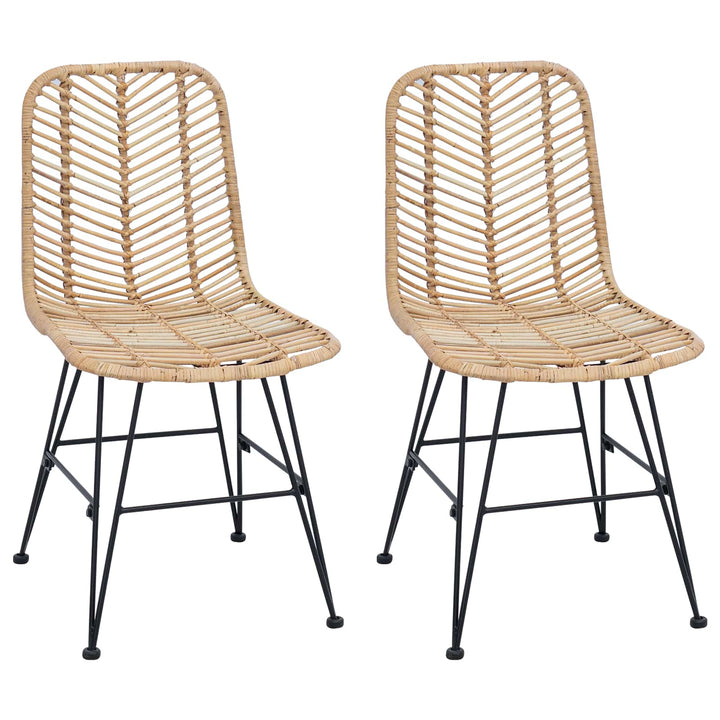 Spisestuestol 2 pcs Rattan og Jern Naturfarvet